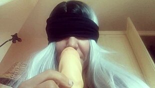 Stepmother's blindfolded surprise with husband in old comic.