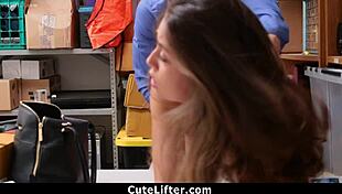 mall guard strips teen 18+ in garage, revealing her small tits