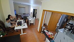 Maid in flip flops gets intense internal cumshot during cowgirl ride