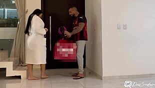 Delivery Guy Delivers And Fucks Hot Brunette Alone!