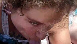 outdoor blowjob with fat bbw horny woman in public voyeur setting