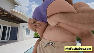 Sexy Petite Blonde Reveals Natural Tits By The Pool