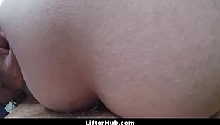 Hey, that teen lifter got caught stripping and dominated by guard in the shop