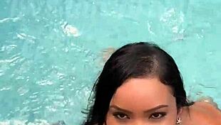 Hot Asian prostitute fucks big black cock in pool at liberal inn through gloryhole.