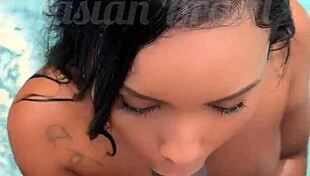 Hot Asian prostitute fucks big black cock in pool at liberal inn through gloryhole.