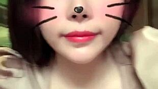 white-haired asian girl chats on bigo live with big tits