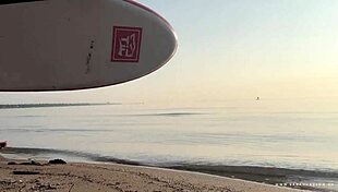 doing sup yoga with lush on the water, blonde goddess cums publicly in bikini