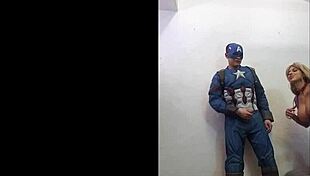 Savana Styles cosplays with Captain America in blowjob scene