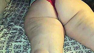 feeling the thrill of that red thong hugging big cheeks and pussy