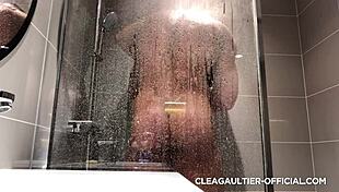 a steamy shower moment with gorgeous clea gaultier