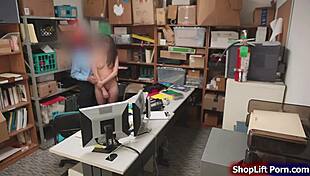 redhead thief pussy rammed by lp officer in office fingering scene