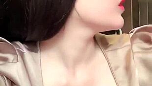 white-haired asian girl chats on bigo live with big tits