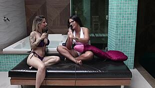 Baby Fire in Sheer Red Glamour, Watching Movies to Fuck in Forbidden Places with Group Swingers