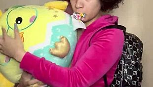 Hot school girl teases to make older daddy explode hard