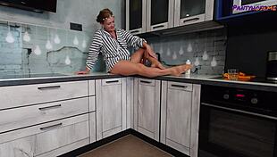 Hot redhead secures legs, flirts in pantyhose, teasing