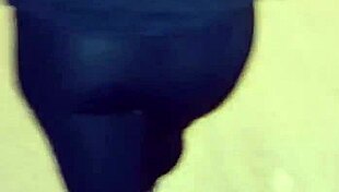 Mature Street Whore Flashes Thong Through Transparent Leggings In Public