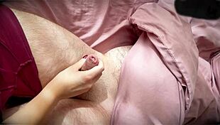 redhead in red lingerie sucked him with teasing blowjob emotions