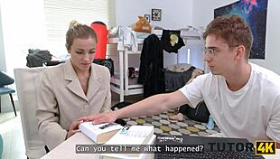 I'm overwhelmed, slutty tutor with natural tits takes two hard cocks in lesson