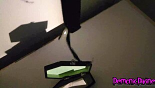 Sexy succubus babe possesses big dick in Halloween parody with natural tits