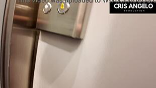 Blackout in Spain, stuck in elevator, she ends up screwing her married neighbor, part 01