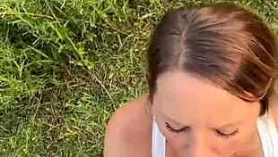 Almost caught fucking monster cock in park rough