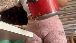 this bbw flashes her swollen pussy in public, you won't believe how puffy it is.