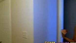 Busty CFNM Babe Tugs Monster Cock.