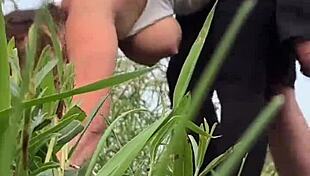 Almost caught fucking monster cock in park rough