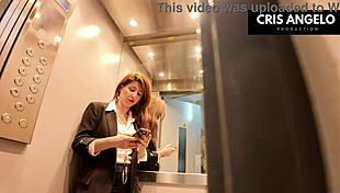 Blackout in Spain, stuck in elevator, she ends up screwing her married neighbor, part 01