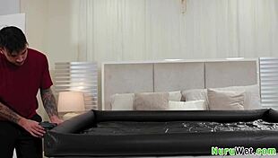 i'm ameena green giving my boyfriend a nasty nuru massage with big tits