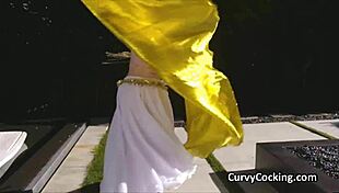 big tit GINGER ends ORIENTAL DANCE with TITTY FUCK and BLOWJOB