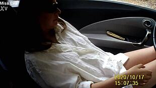 Watch me finger my wet pussy with this dildo in my car? I'm so horny and naked!