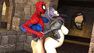 lucina gets intimate with spider-man in a wild anal session