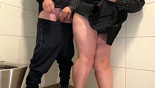 curvy step mom makes step son cum in public toilet