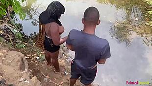 Outdoor Stroll Turns Wild with Babe Getting Nailed in River Yard