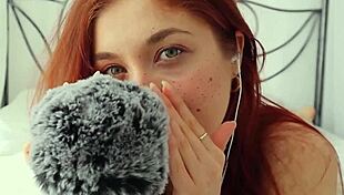 Redhead amateur gives erotic jerk off instructions in English subtitles, guiding you to relax and cum.