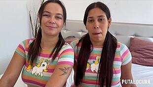 Two Colombian Beauties In Bedroom Scene