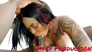 Sexy goddess moans while fingering her pussy with monster cock in POV