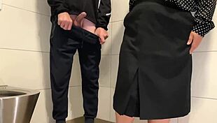 curvy step mom makes step son cum in public toilet