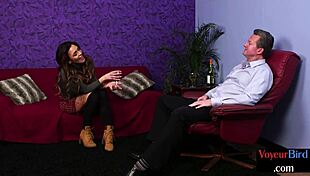 bigtit british voyeur rubs shaved pussy for wanking guy with moaning