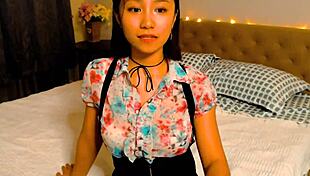 this little asian girl on webcam fingering herself in cosplay 😍