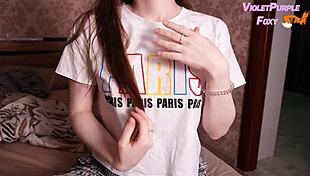 Homemade Nipple Play Drives Modest Brunette to Orgasm