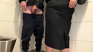 curvy step mom makes step son cum in public toilet