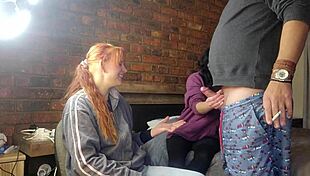 Two Shy Girls Handling My Massive Cock in FFM Threesome