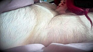 redhead in red lingerie sucked him with teasing blowjob emotions