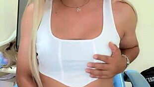 Small transsexual pulls cock in crossdressing scene