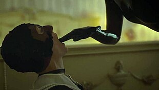 Skinny girl in pantyhose bent over for monster cock fucking!