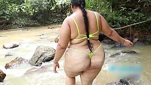 Sex on beach with follower and monster cock.