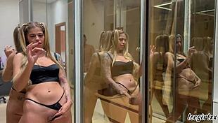 Blonde takes cum and gets ass fucked