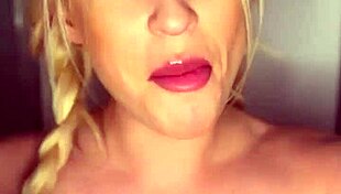 Horny College Girl Sucks Banana Seductively, Teasing with Curvy Blonde Body.